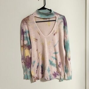 Alice Olivia Tie Dye linen cotton blend  Sweater